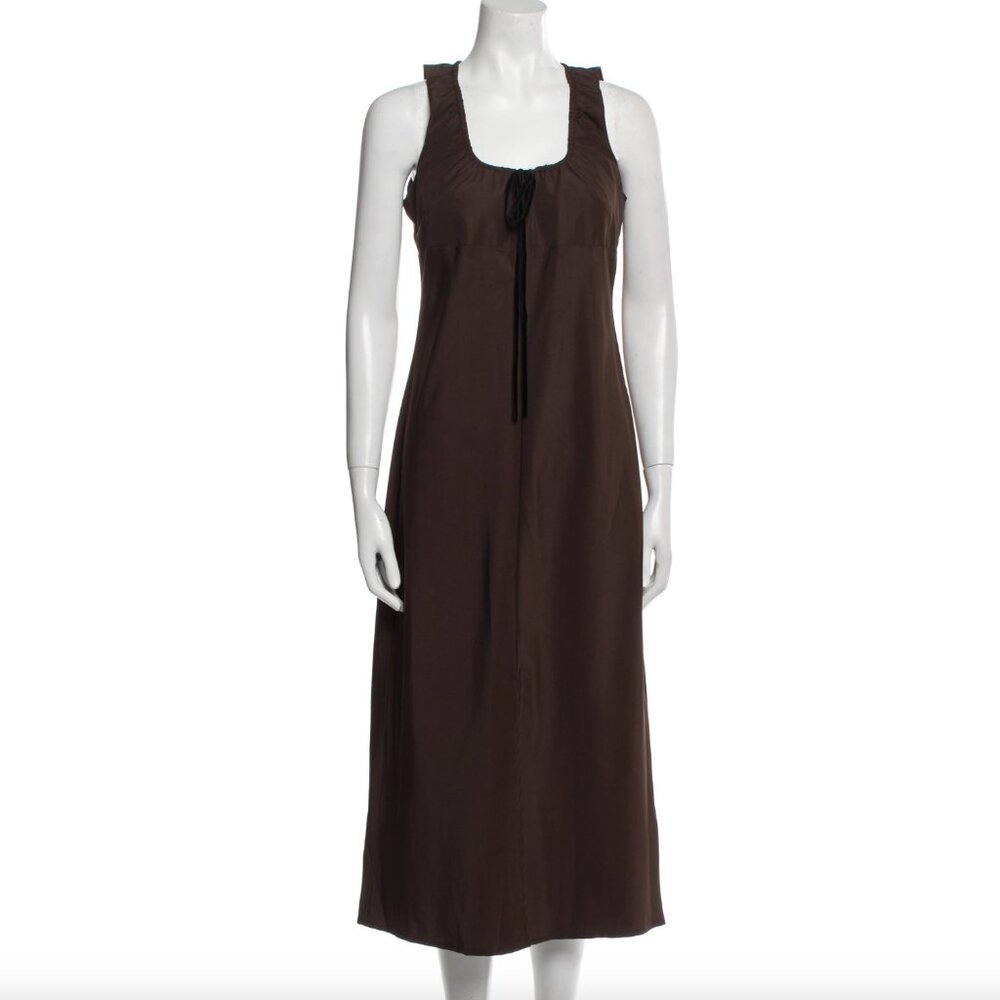 CIAO LUCIA Brown Square Neckline Midi Length Dress Size Large